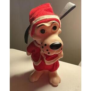 1960s Christmas Rubber Deputy Dog Santa Claus Bank moveable head original outfit